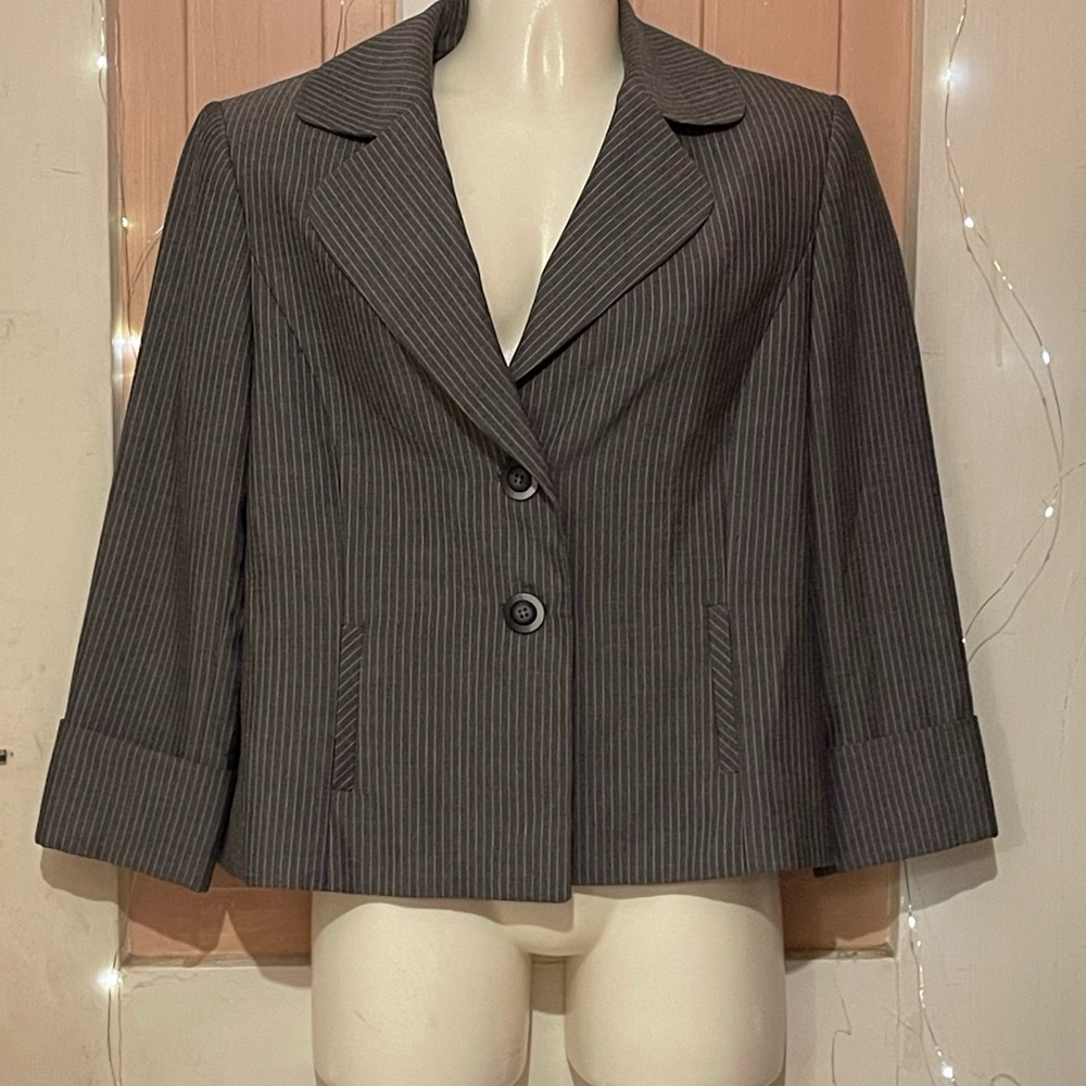 Tahari Women's Pinstripe Gray Blazer